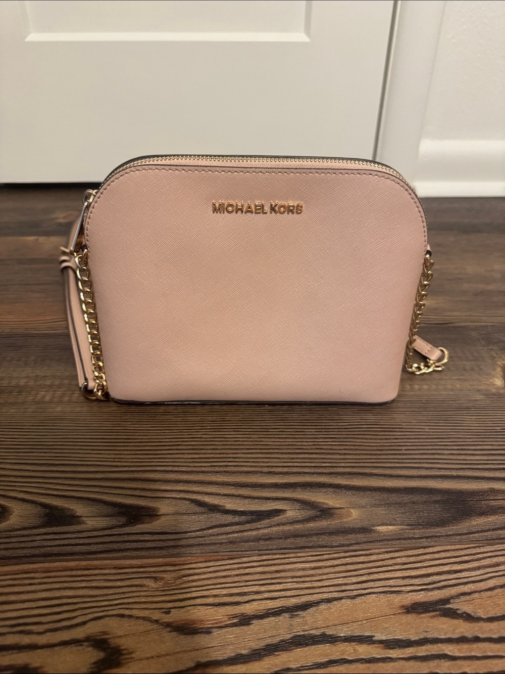 Michael Kors Blush Saffiano Leather Crossbody Bag with Gold Hardware